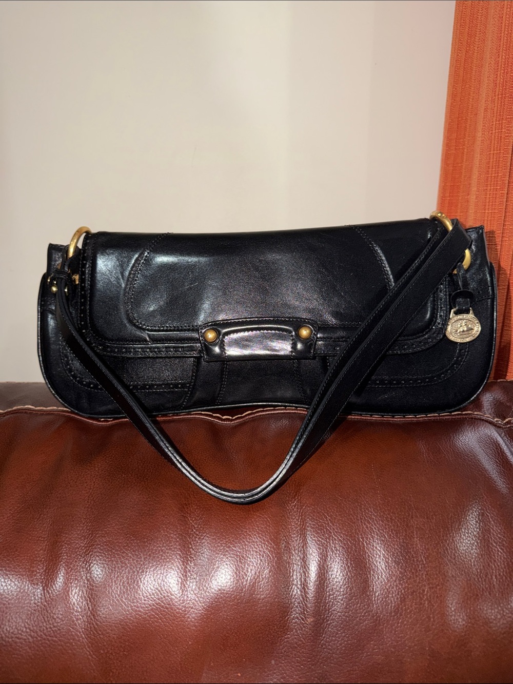 ‼️Vintage Brahmin Black Leather Shoulder Bag
